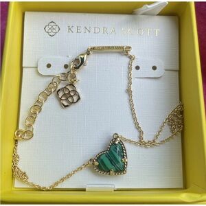 Kendra Scott Ari Green Heart Pendant Gold Plated Necklace